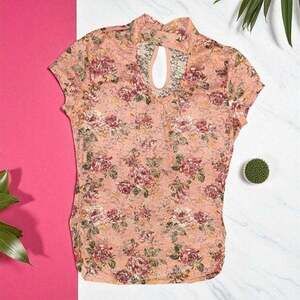 No Boundaries Floral Fitted Cap Sleeve Top